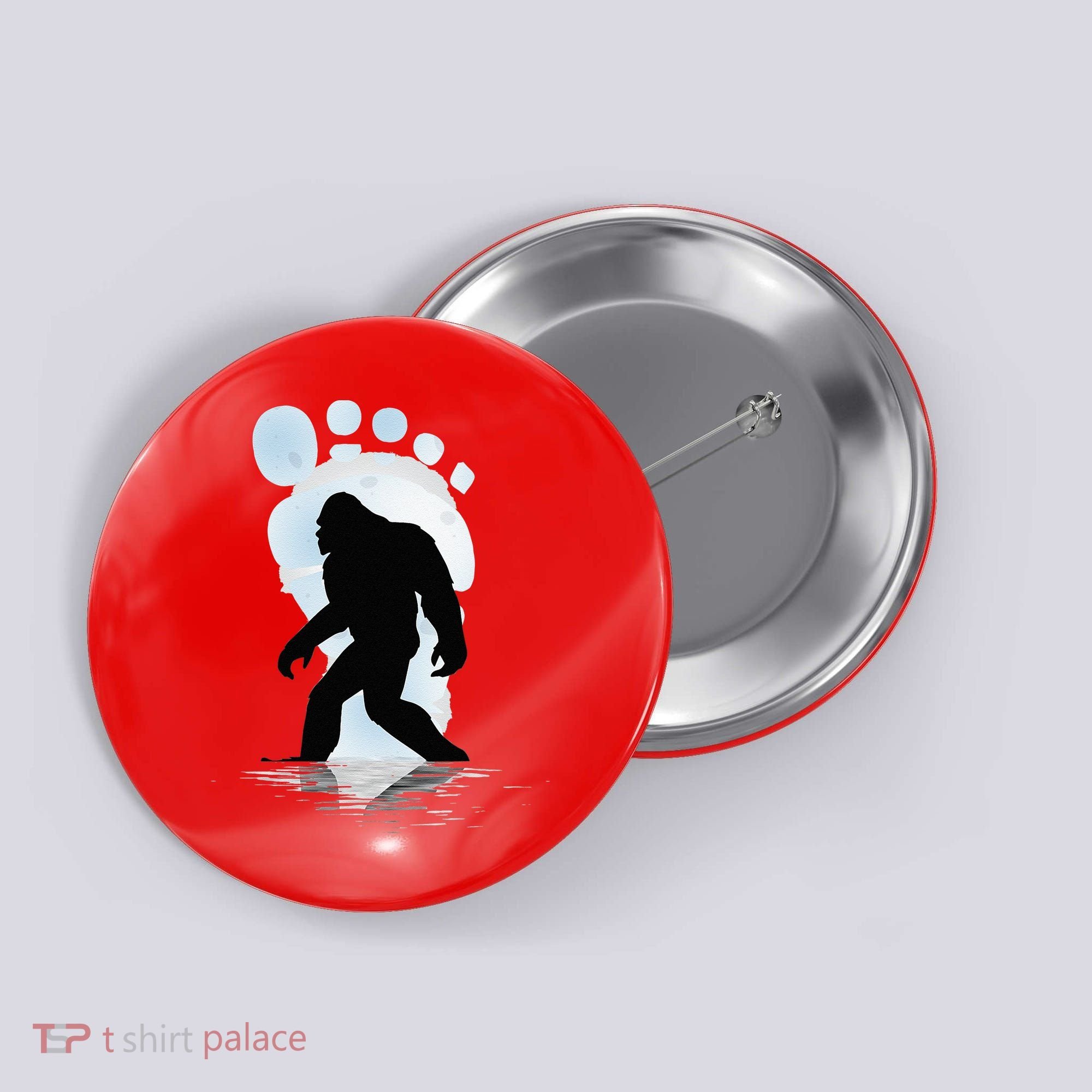 Sasquatch Footprint Moon Light Bigfoot Lovers Gifts Button