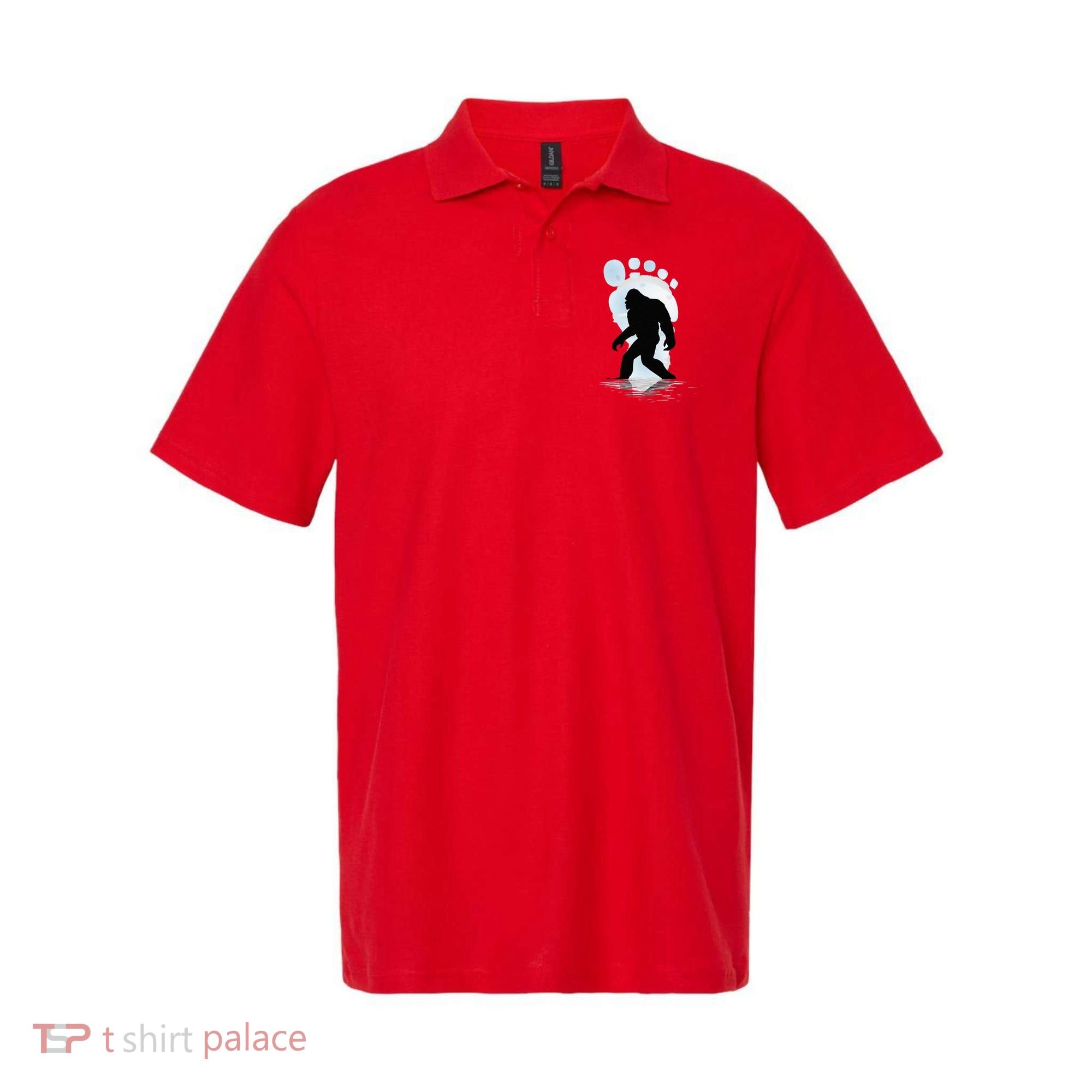 Sasquatch Footprint Moon Light Bigfoot Lovers Gifts Polo