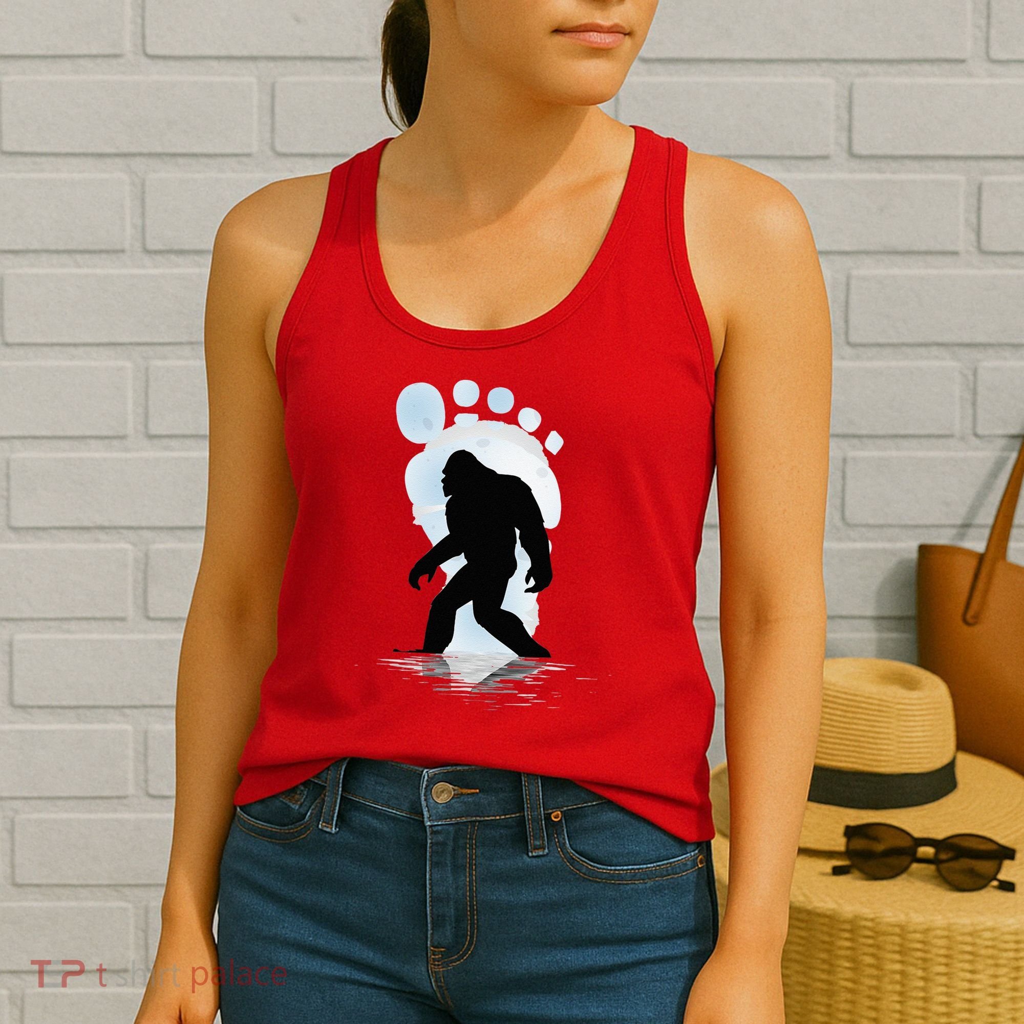 Sasquatch Footprint Moon Light Bigfoot Lovers Gifts Women's Tank Top
