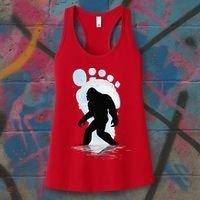 Sasquatch Footprint Moon Light Bigfoot Lovers Gifts Women's Tank Top thumb 3