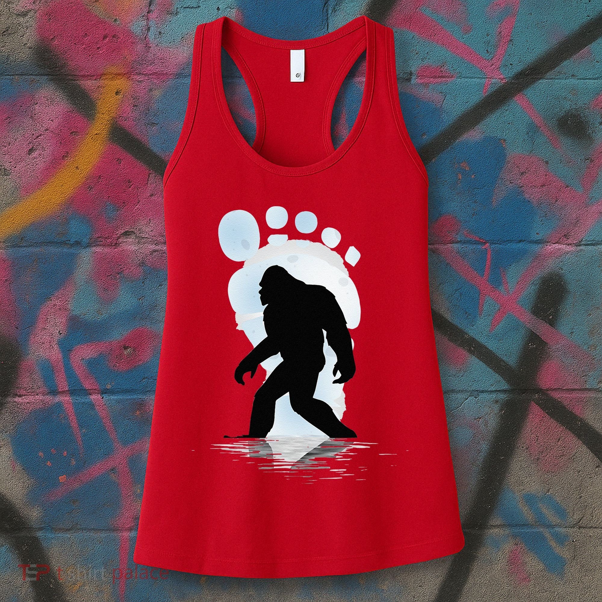 Sasquatch Footprint Moon Light Bigfoot Lovers Gifts Women's Tank Top