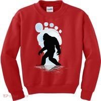 Sasquatch Footprint Moon Light Bigfoot Lovers Gifts Kids Sweatshirt thumb 0