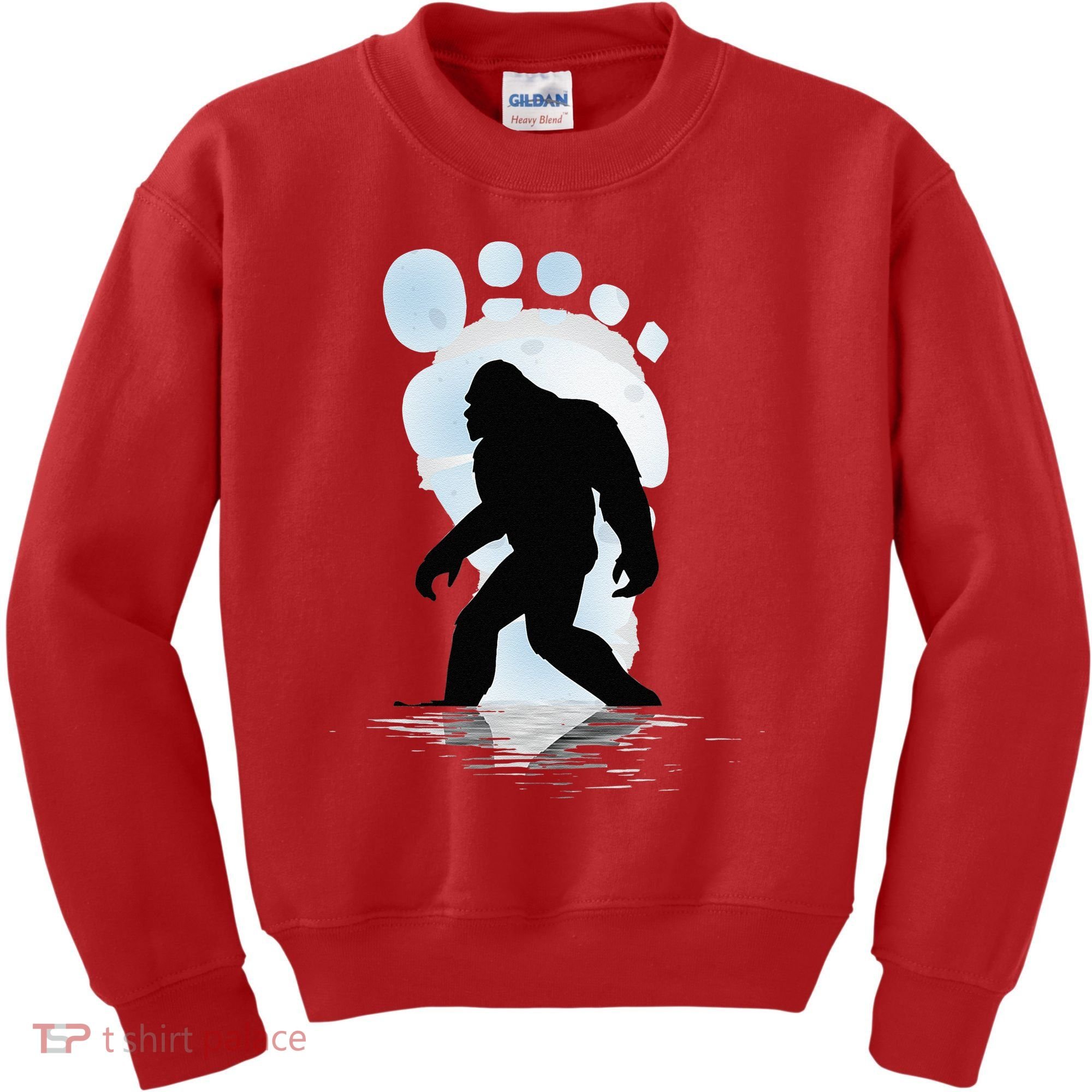 Sasquatch Footprint Moon Light Bigfoot Lovers Gifts Kids Sweatshirt