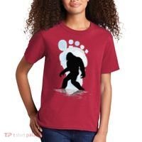 Sasquatch Footprint Moon Light Bigfoot Lovers Gifts Kids T-Shirt thumb 2