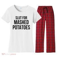 Slut For Mashed Potatoes Funny Gag Women's Flannel Pajama Set thumb 0