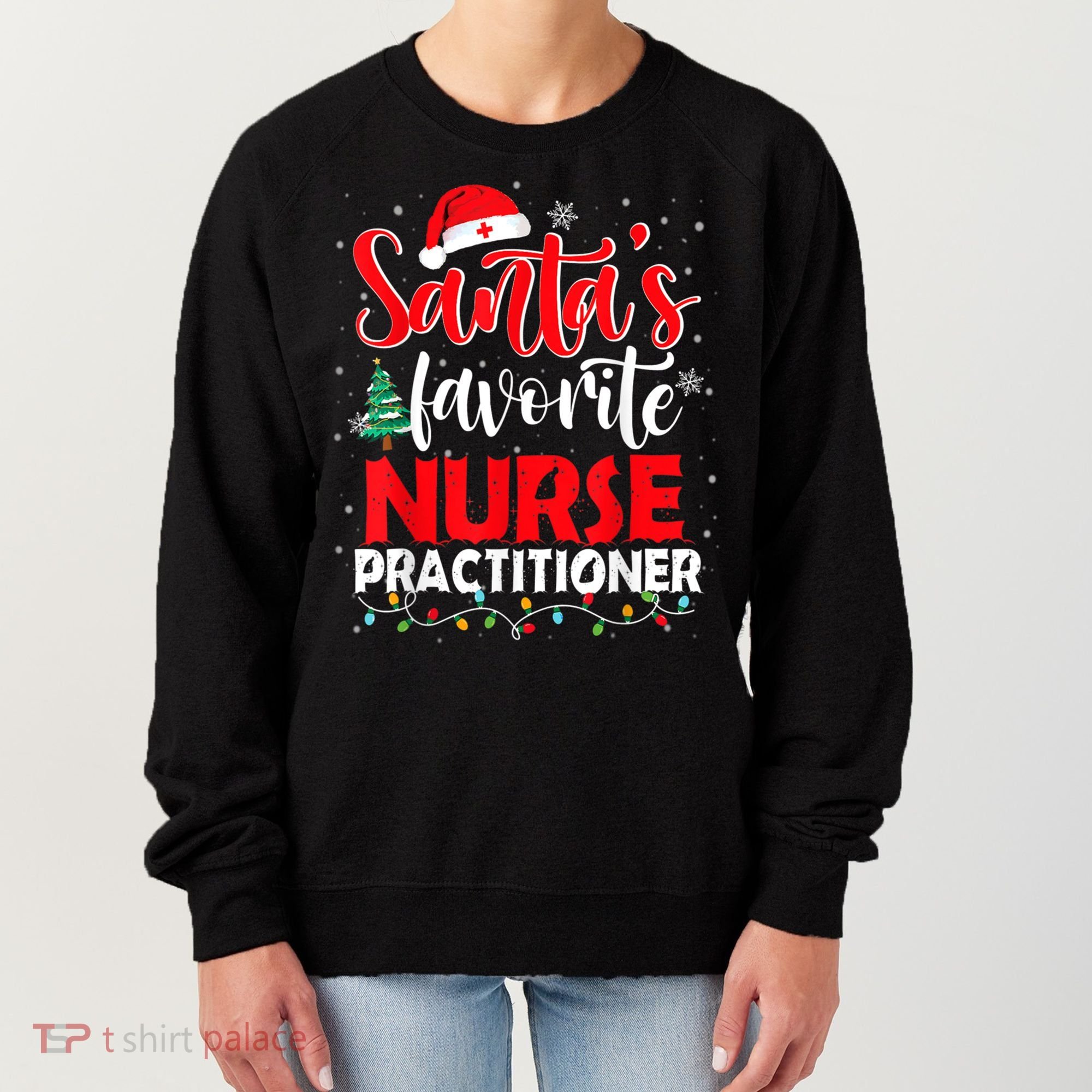 SantaS Favorite Nurse Practitioner Christmas Santa Hat Gift Women's Sweatshirt
