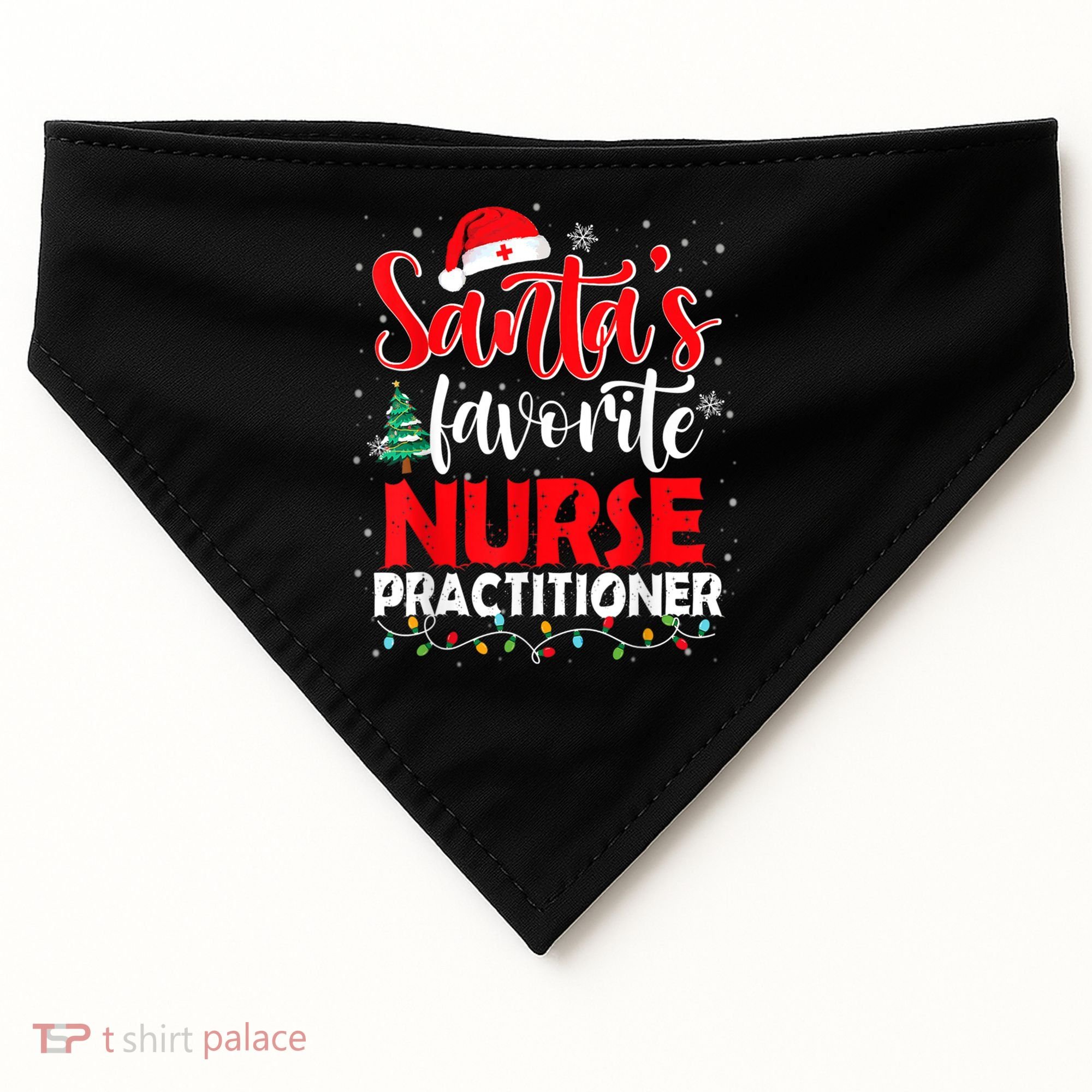 SantaS Favorite Nurse Practitioner Christmas Santa Hat Gift USA-Made Doggie Bandana