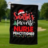 SantaS Favorite Nurse Practitioner Christmas Santa Hat Gift Golf Towel thumb 1
