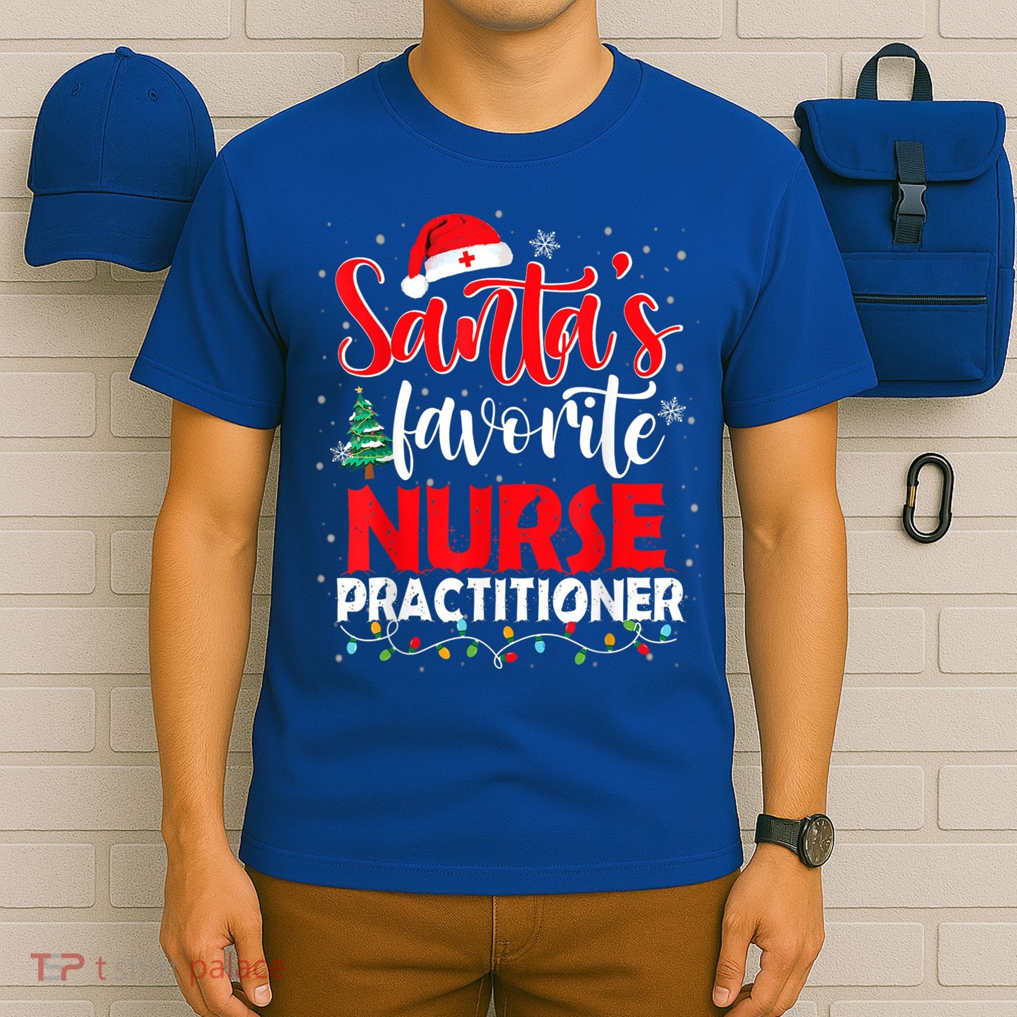SantaS Favorite Nurse Practitioner Christmas Santa Hat Gift T-Shirt