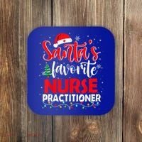 SantaS Favorite Nurse Practitioner Christmas Santa Hat Gift Coaster thumb 0