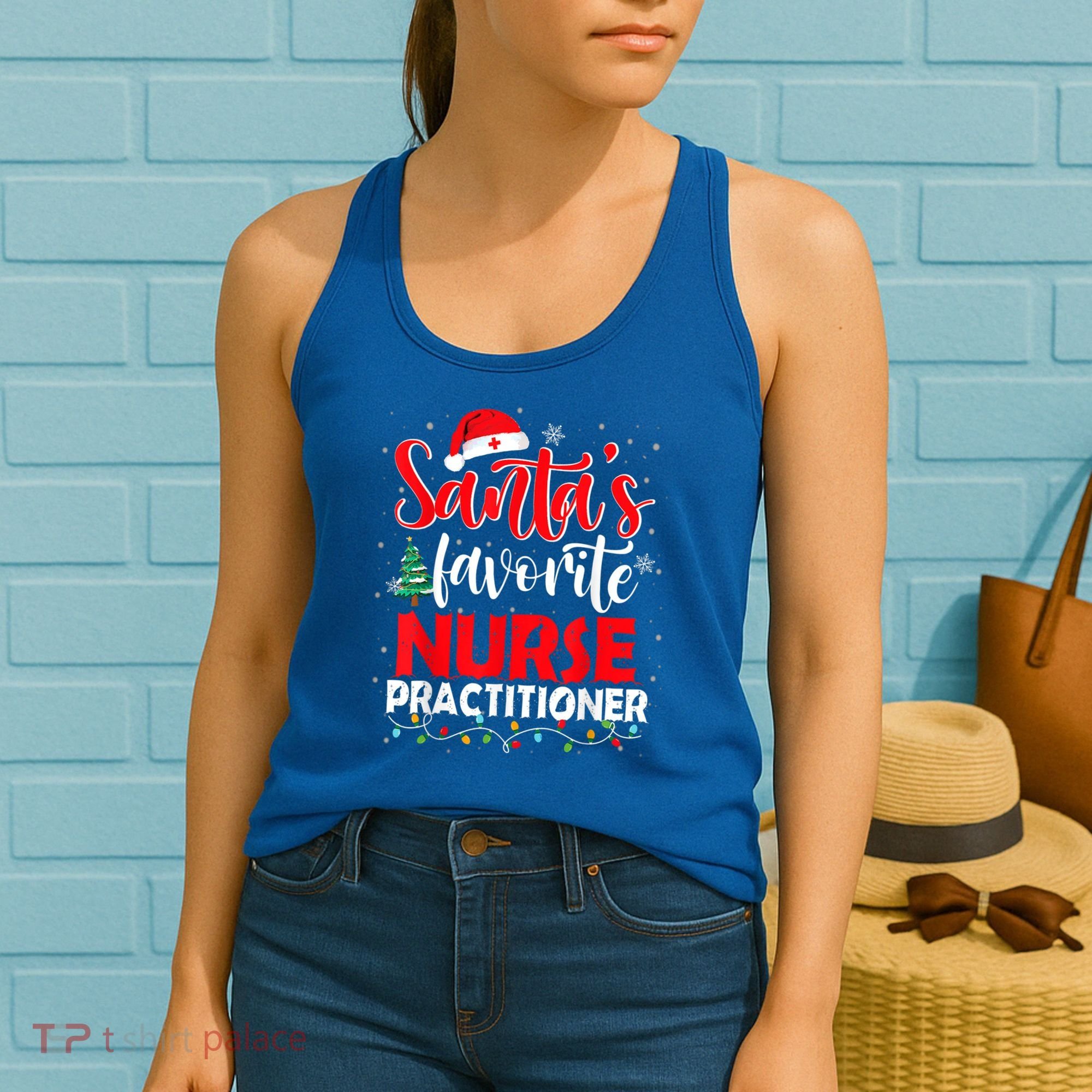 SantaS Favorite Nurse Practitioner Christmas Santa Hat Gift Women's Tank Top