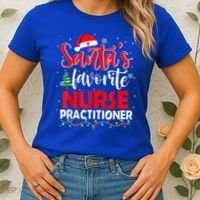 SantaS Favorite Nurse Practitioner Christmas Santa Hat Gift Women's T-Shirt thumb 2