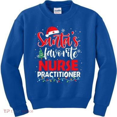 SantaS Favorite Nurse Practitioner Christmas Santa Hat Gift Kids Sweatshirt