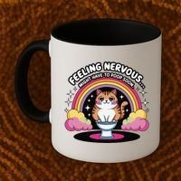 Saying Feeling Nervous Might Have To Poop Soon Cat Funny Coffee Mug thumb 2