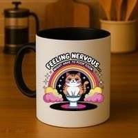 Saying Feeling Nervous Might Have To Poop Soon Cat Funny Coffee Mug thumb 4