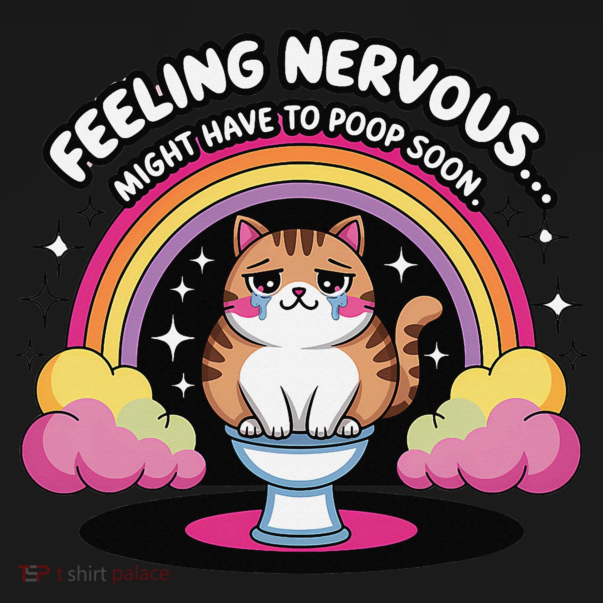 Saying Feeling Nervous Might Have To Poop Soon Cat Funny Women's Tank Top