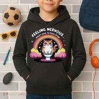 Saying Feeling Nervous Might Have To Poop Soon Cat Funny Kids Hoodie thumb 2