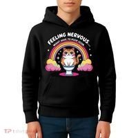 Saying Feeling Nervous Might Have To Poop Soon Cat Funny Kids Hoodie thumb 4
