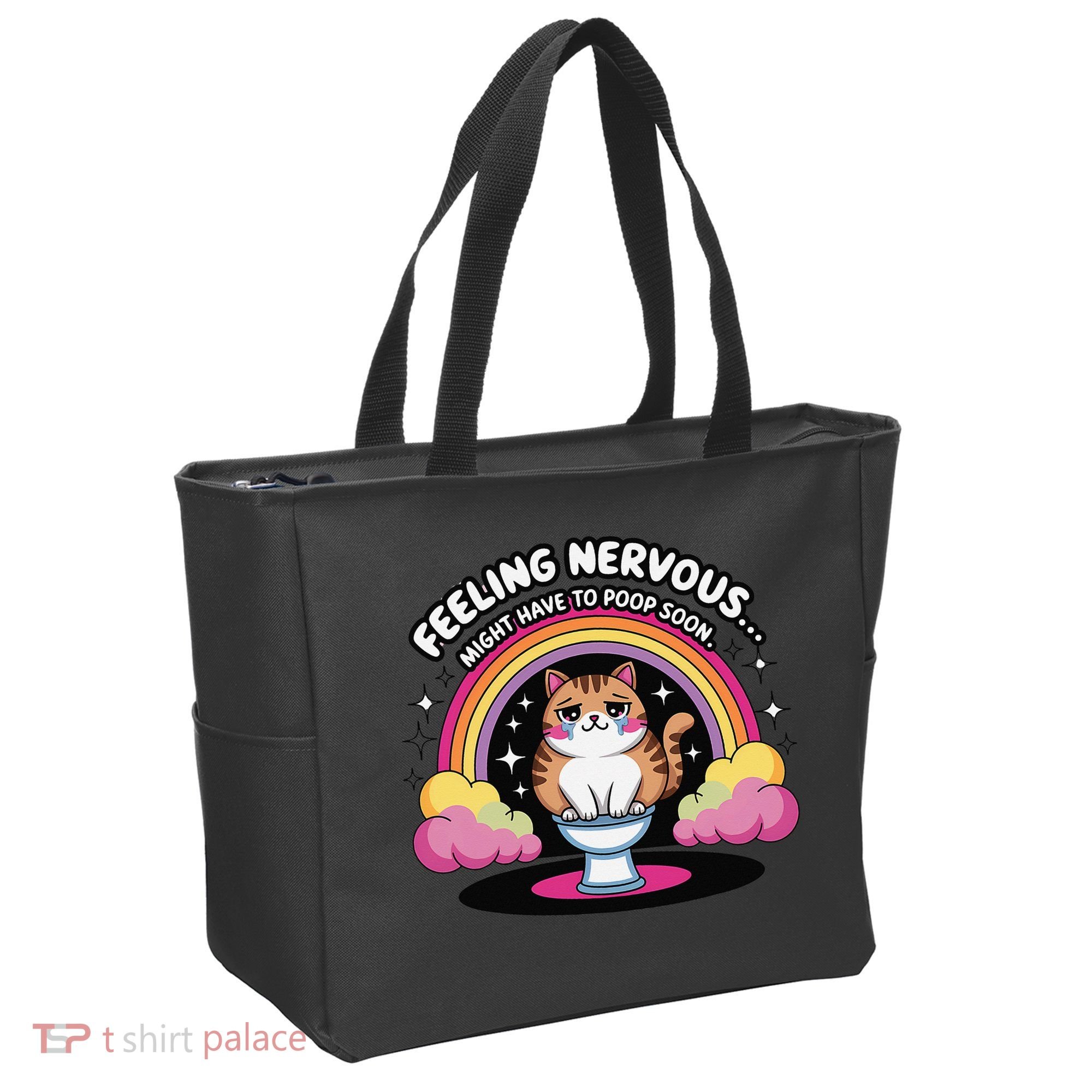 Saying Feeling Nervous Might Have To Poop Soon Cat Funny Tote Bag