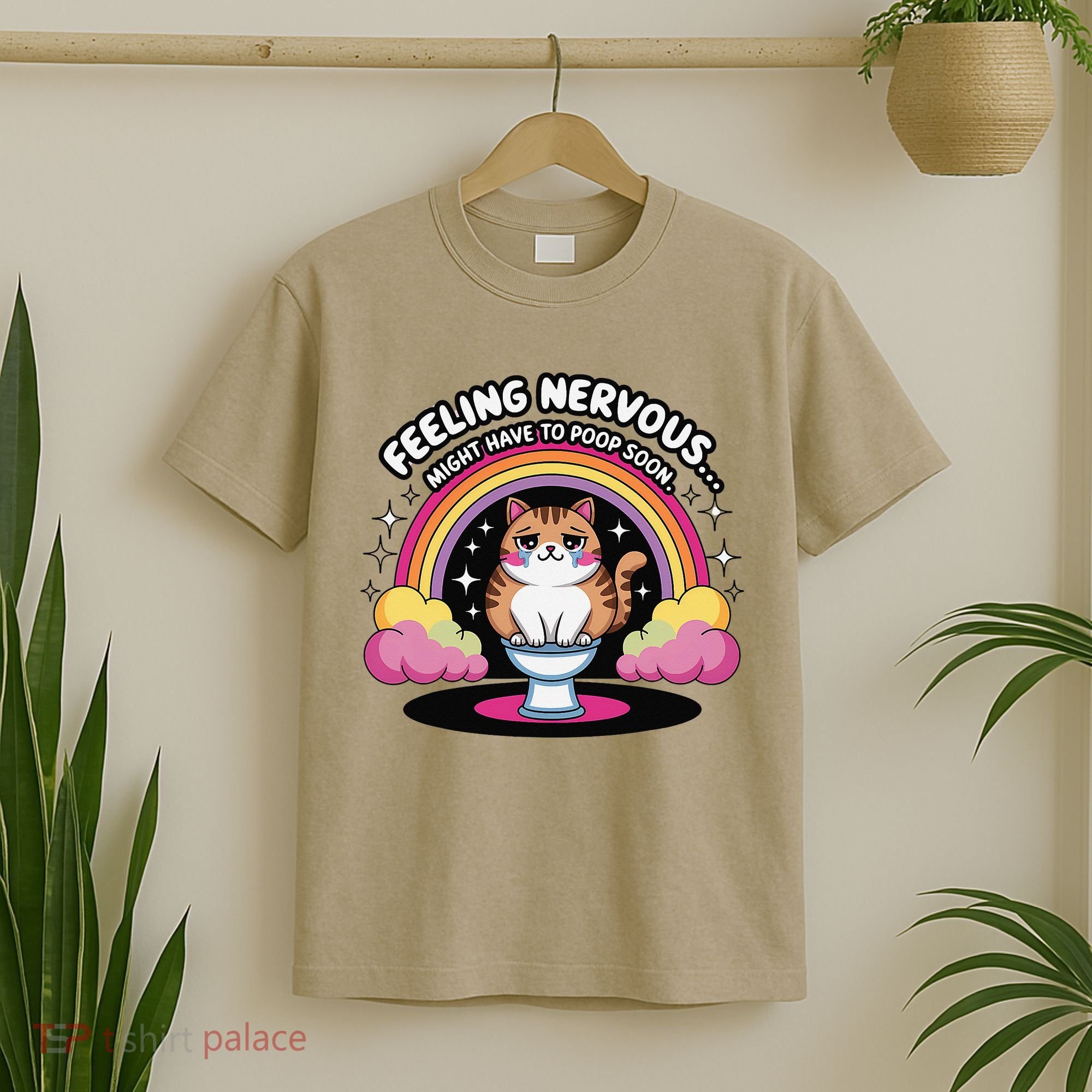 Saying Feeling Nervous Might Have To Poop Soon Cat Funny T-Shirt