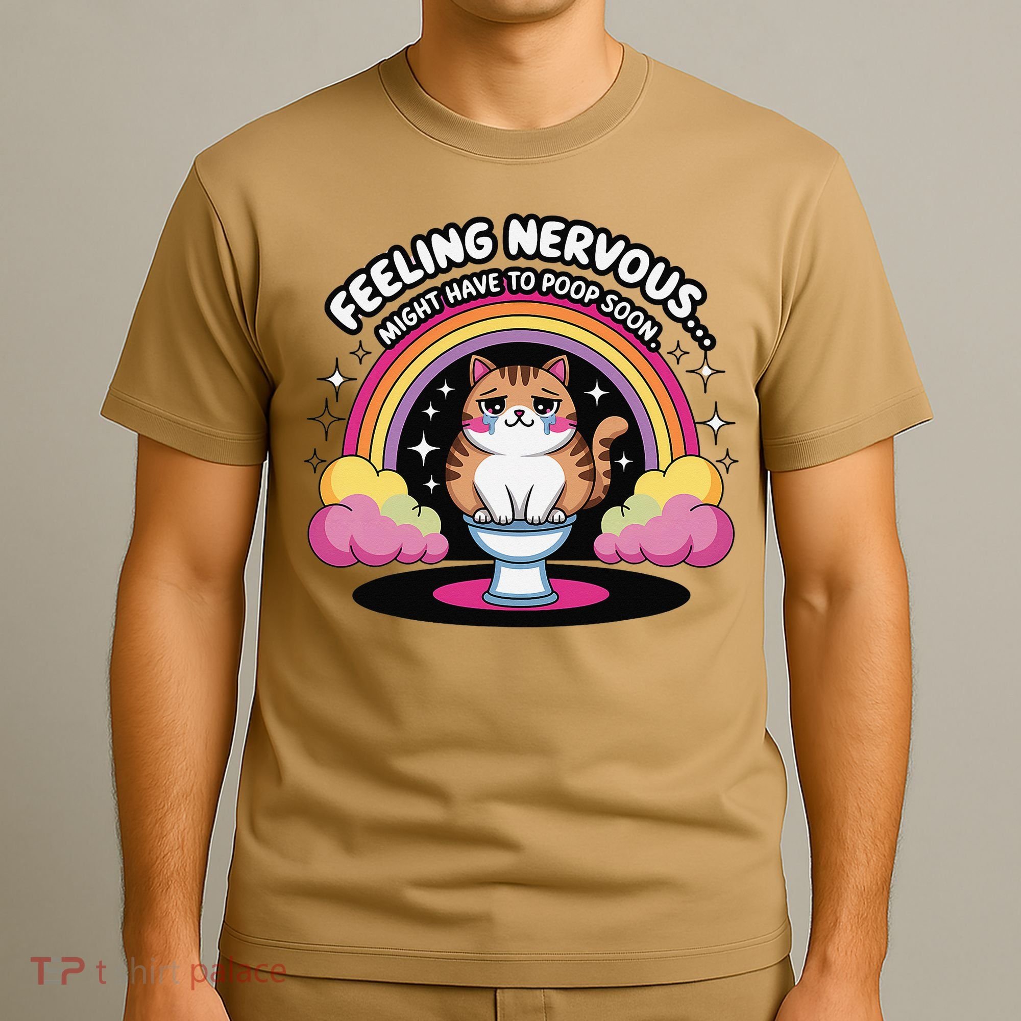 Saying Feeling Nervous Might Have To Poop Soon Cat Funny T-Shirt