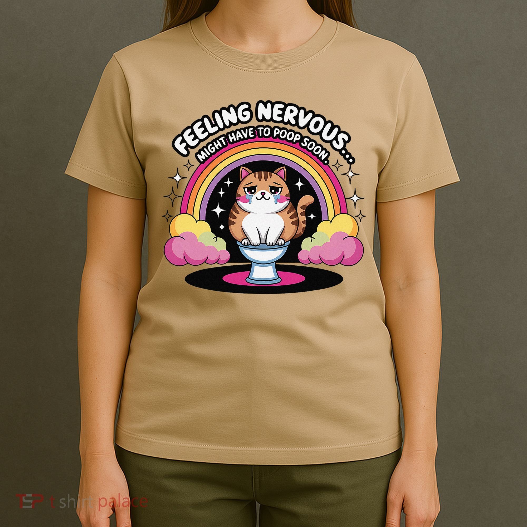 Saying Feeling Nervous Might Have To Poop Soon Cat Funny T-Shirt
