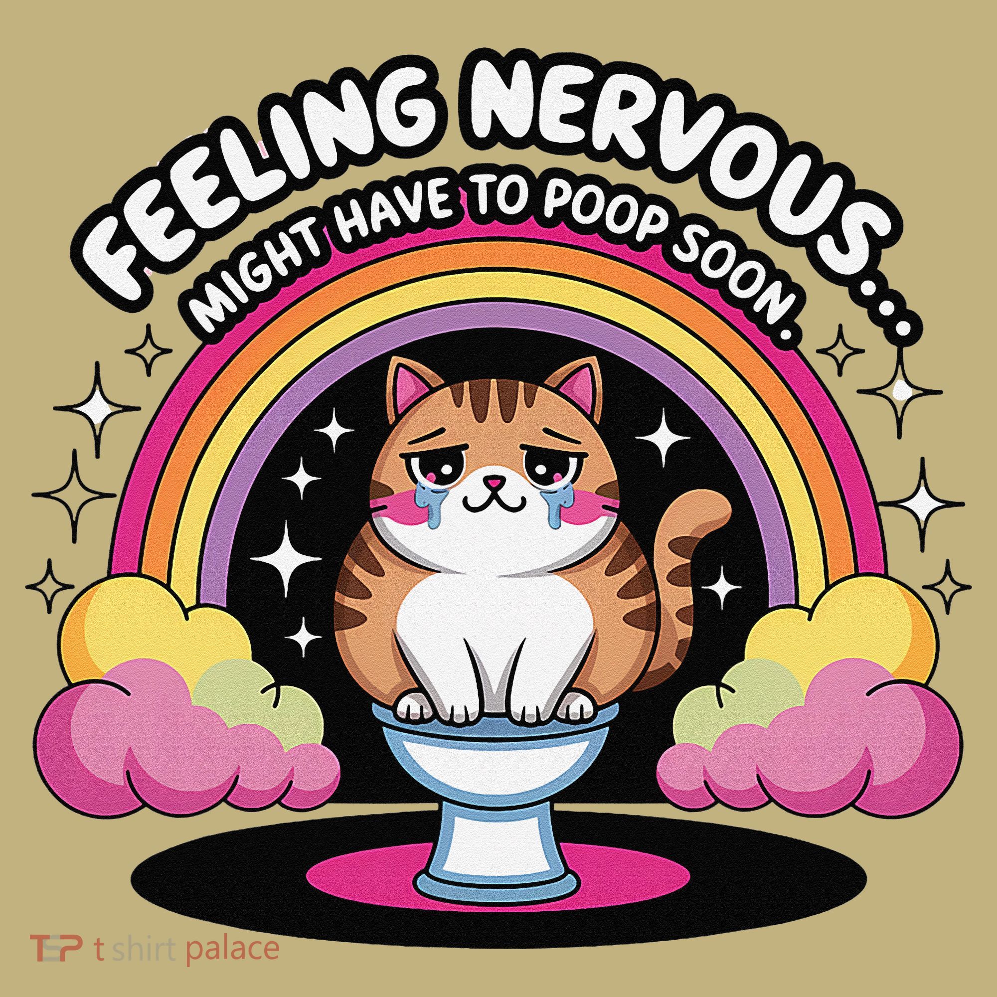 Saying Feeling Nervous Might Have To Poop Soon Cat Funny Kids T-Shirt