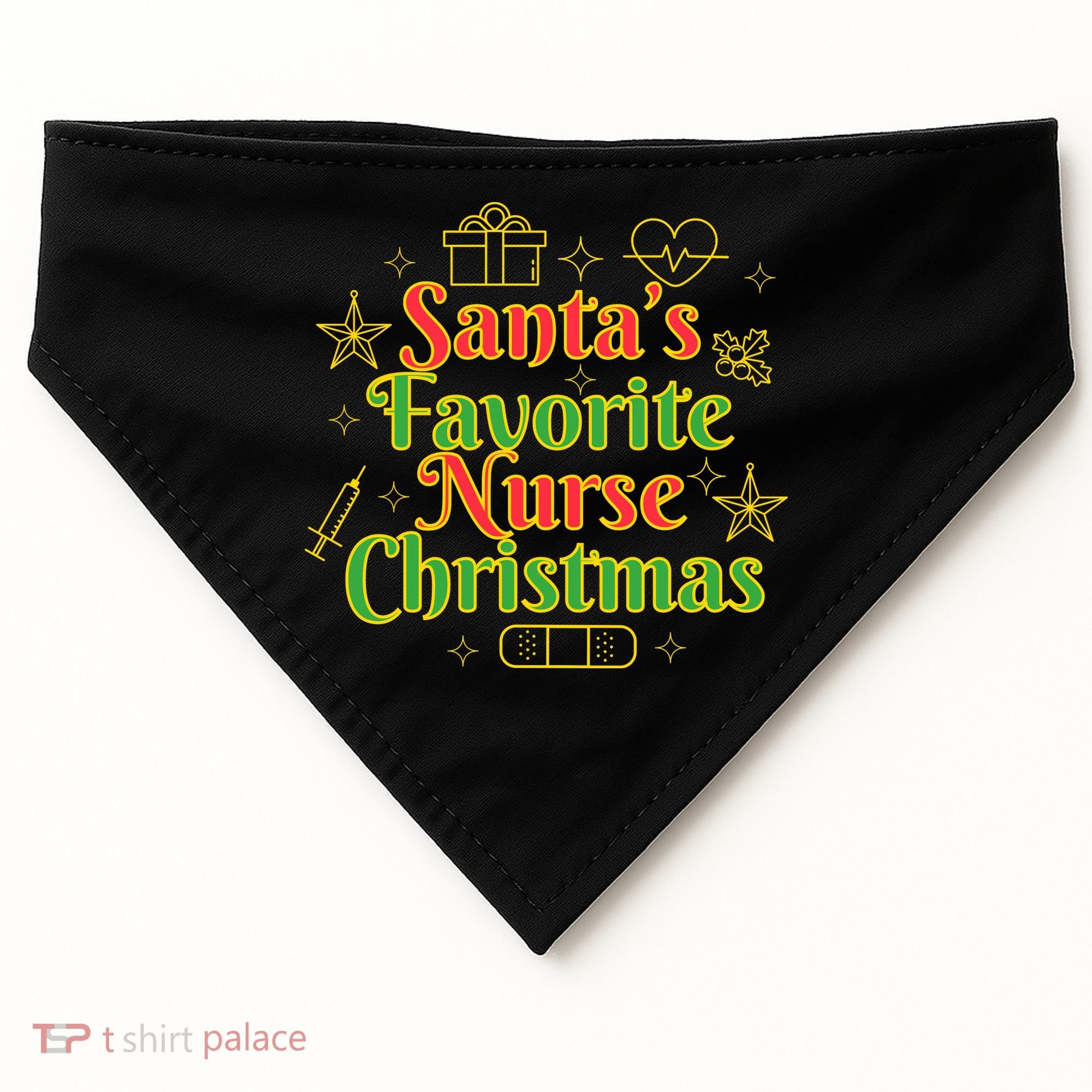Santa's Favorite Nurse Cute Funny Christmas RN USA-Made Doggie Bandana