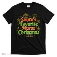 Santa's Favorite Nurse Cute Funny Christmas RN T-Shirt thumb 0