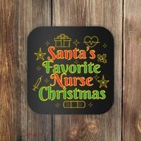 Santa's Favorite Nurse Cute Funny Christmas RN Coaster thumb 0