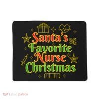 Santa's Favorite Nurse Cute Funny Christmas RN Mousepad thumb 0