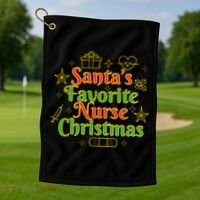 Santa's Favorite Nurse Cute Funny Christmas RN Golf Towel thumb 1