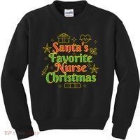 Santa's Favorite Nurse Cute Funny Christmas RN Kids Sweatshirt thumb 0