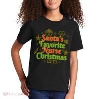 Santa's Favorite Nurse Cute Funny Christmas RN Kids T-Shirt thumb 2