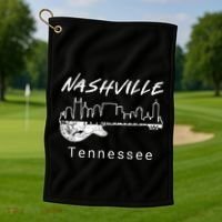Souvenir From Nashville Guitar Nashville Golf Towel thumb 1