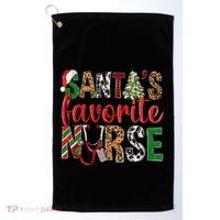 SantaS Favorite Nurse Leopard Merry Xmas Party Funny Gift Golf Towel thumb 0
