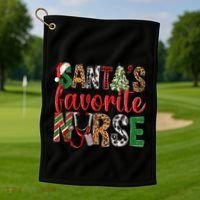 SantaS Favorite Nurse Leopard Merry Xmas Party Funny Gift Golf Towel thumb 1