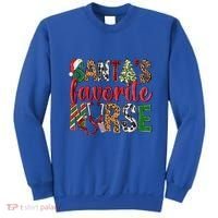SantaS Favorite Nurse Leopard Merry Xmas Party Funny Gift Sweatshirt thumb 0