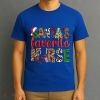 SantaS Favorite Nurse Leopard Merry Xmas Party Funny Gift T-Shirt thumb 3