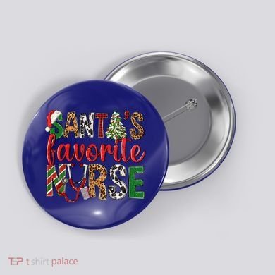 SantaS Favorite Nurse Leopard Merry Xmas Party Funny Gift Button