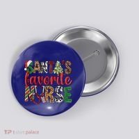 SantaS Favorite Nurse Leopard Merry Xmas Party Funny Gift Button thumb 0