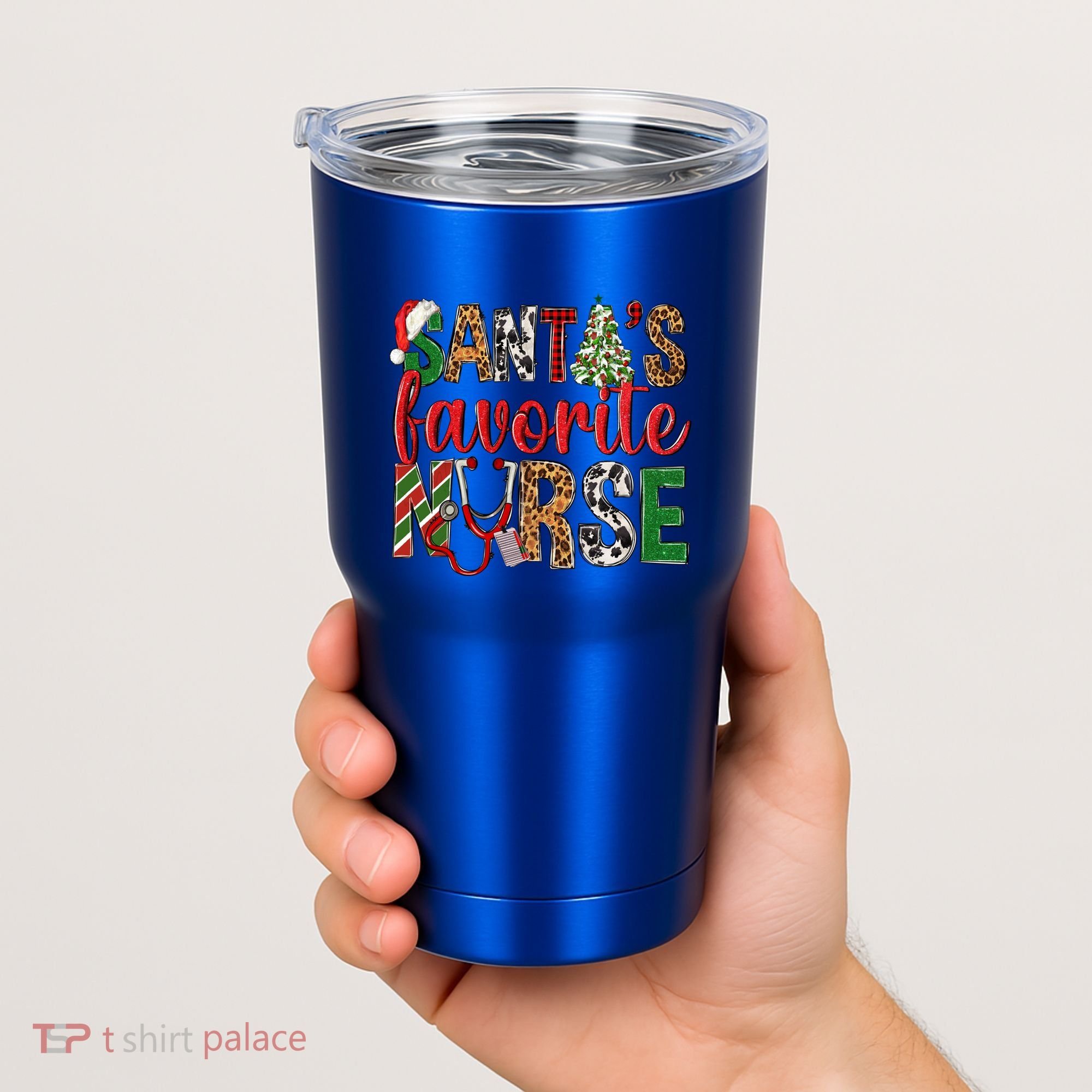SantaS Favorite Nurse Leopard Merry Xmas Party Funny Gift Tumbler