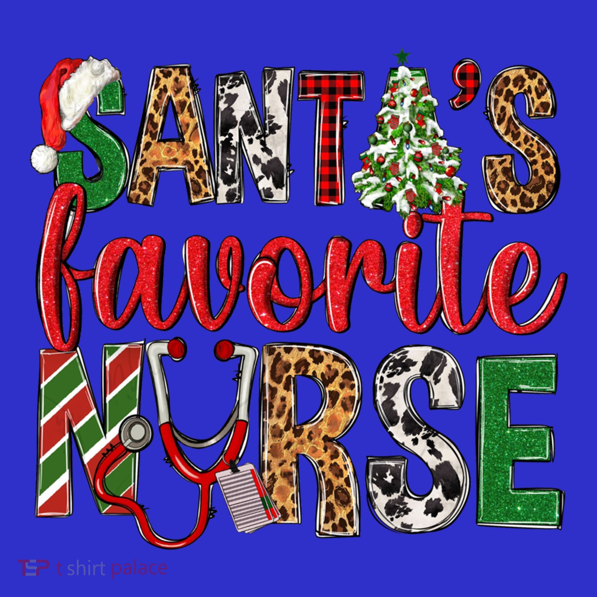SantaS Favorite Nurse Leopard Merry Xmas Party Funny Gift Women's Tank Top