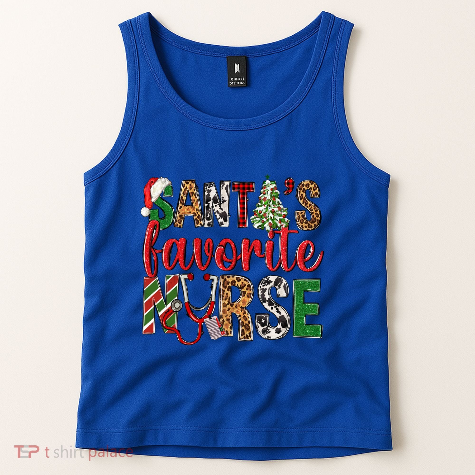 SantaS Favorite Nurse Leopard Merry Xmas Party Funny Gift Tank Top