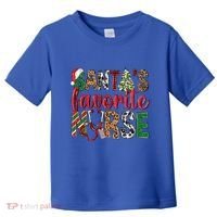 SantaS Favorite Nurse Leopard Merry Xmas Party Funny Gift Toddler T-Shirt thumb 0