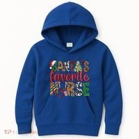 SantaS Favorite Nurse Leopard Merry Xmas Party Funny Gift Kids Hoodie thumb 0