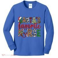 SantaS Favorite Nurse Leopard Merry Xmas Party Funny Gift Kids Long Sleeve Shirt thumb 0