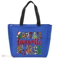 SantaS Favorite Nurse Leopard Merry Xmas Party Funny Gift Tote Bag thumb 0
