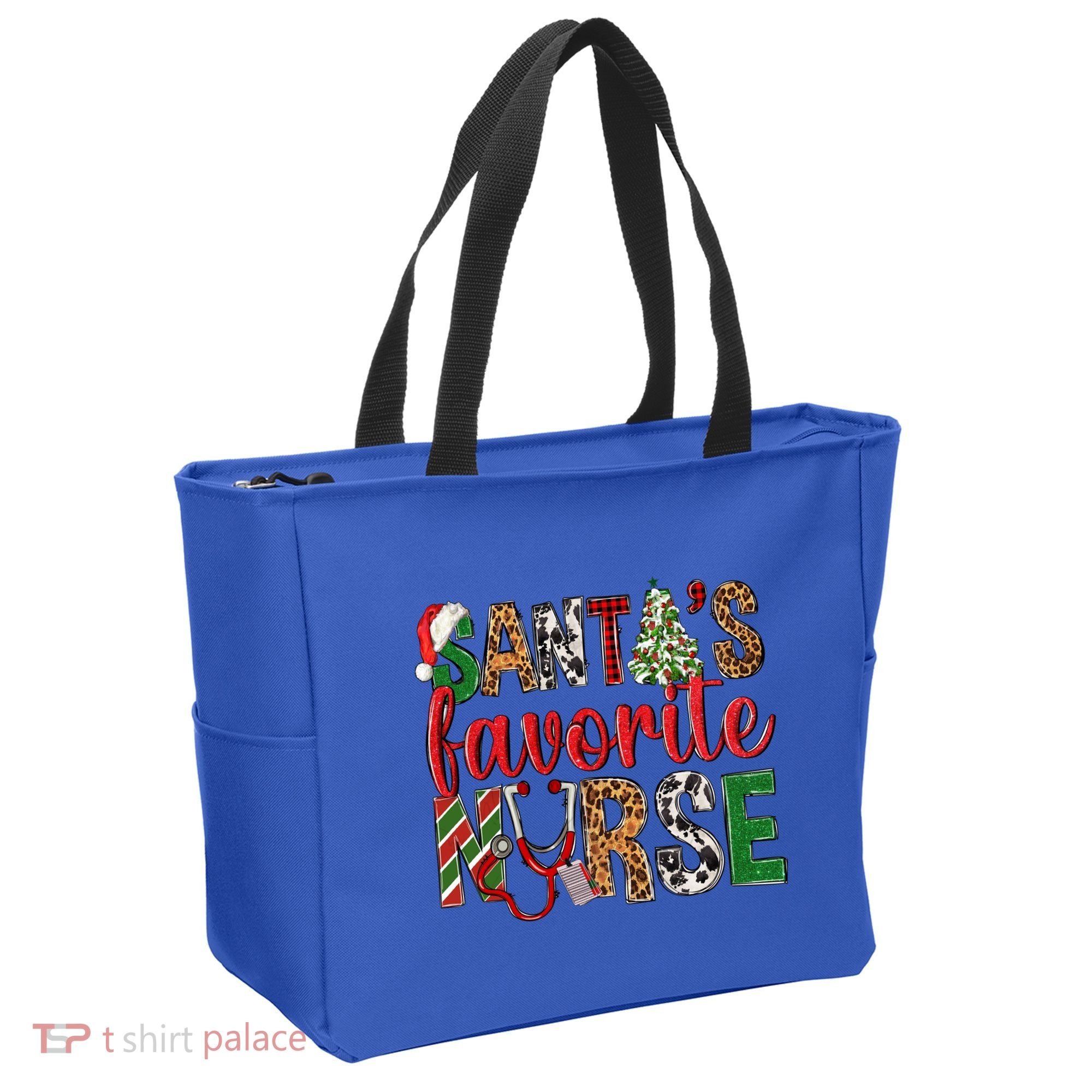SantaS Favorite Nurse Leopard Merry Xmas Party Funny Gift Tote Bag