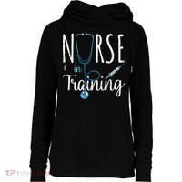 Stethoscope Future Nurse Nursing School Nursery Nurse Gift Womens Funnel Neck Pullover Hood thumb 0